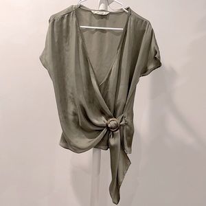 Zara Basic Silk Cross Over Blouse